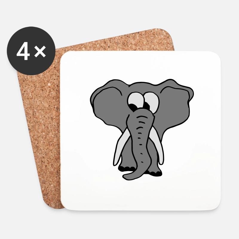 Elefant - Untersetzer (4er-Set) - Weiß