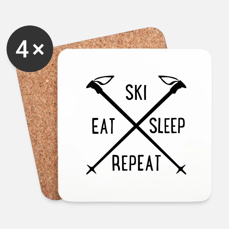 ski - Untersetzer (4er-Set) - Weiß