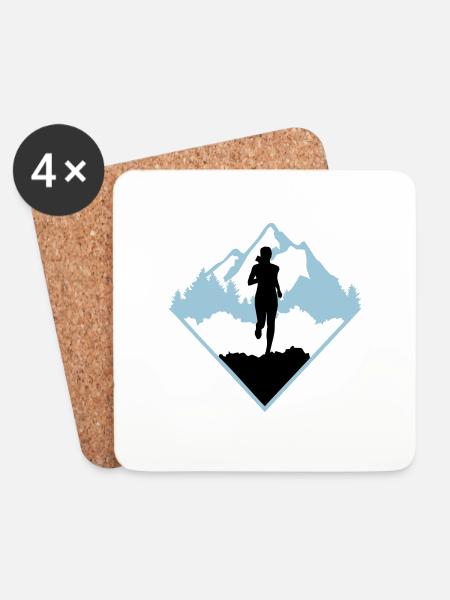 Trail Running, Läuferin, laufen - Untersetzer (4er-Set) - Weiß
