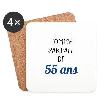 homme parfait de 55 ans cadeau saint valentin - Dessous de verre (lot de 4) - blanc - Devant