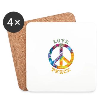 Love Peace Hippie Hippie Kostuem 60er 70er 90er - Untersetzer (4er-Set) - Weiß - Vorne