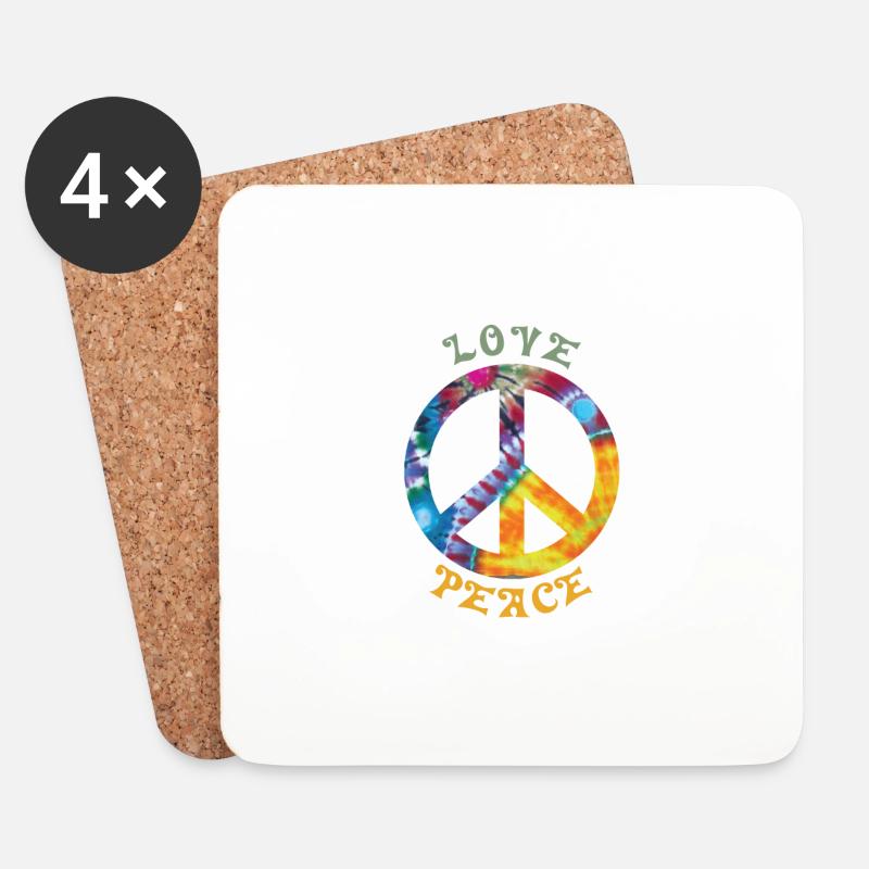 Love Peace Hippie Hippie Kostuem 60er 70er 90er - Untersetzer (4er-Set) - Weiß