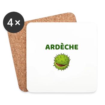 t-shirt ardèche 07 châtaigne cadeau noel - Dessous de verre (lot de 4) - blanc - Devant