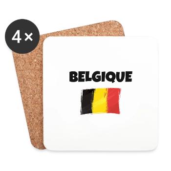 masque belgique belgium drapeau belge cadeau noel - Dessous de verre (lot de 4) - blanc - Devant