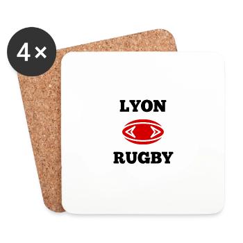 t-shirt rugby lyon cadeau noel - Dessous de verre (lot de 4) - blanc - Devant