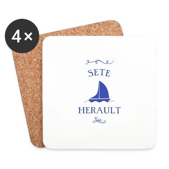 t shirt sete bateau cadeau marin noel voilier - Dessous de verre (lot de 4) - blanc - Devant
