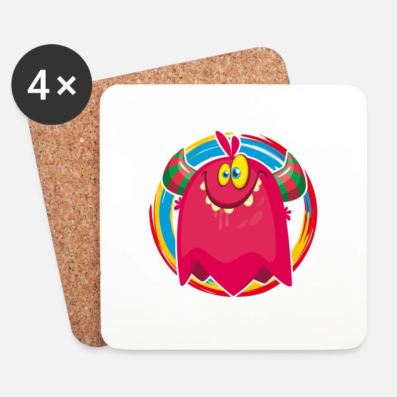 Kleines rotes Monster - Untersetzer (4er-Set) - Weiß