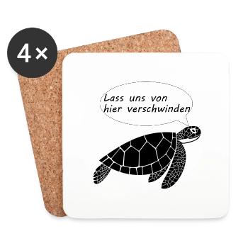 Schildkröte - lass uns verschwinden - Untersetzer (4er-Set) - Weiß - Vorne