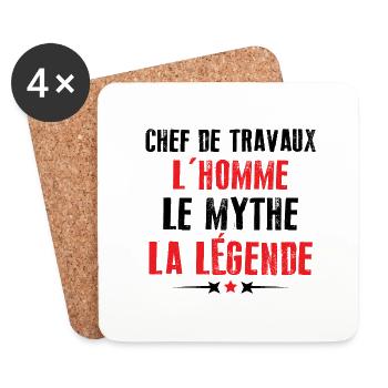 Chef de travaux l'homme le mythe la légende humour - Dessous de verre (lot de 4) - blanc - Devant