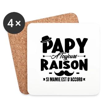 Papy a toujours raison si mamie est d'accord - Dessous de verre (lot de 4) - blanc - Devant