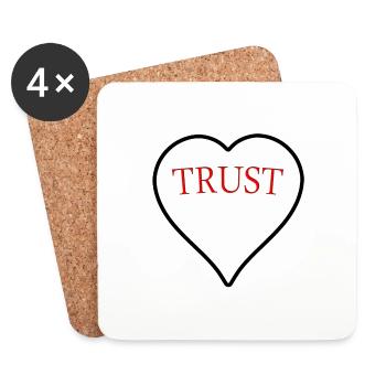Trust Herz Schriftzug Spruch Vertrauen - Untersetzer (4er-Set) - Weiß - Vorne