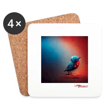 Élégant oiseau robot solitaire qui attend - Dessous de verre (lot de 4) - blanc - Devant