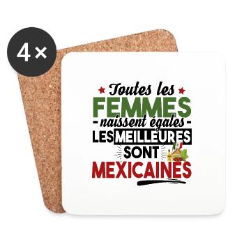 Mexicaine Mexique Femme Cadeau Espagnol Humour - Dessous de verre (lot de 4) - blanc - Devant