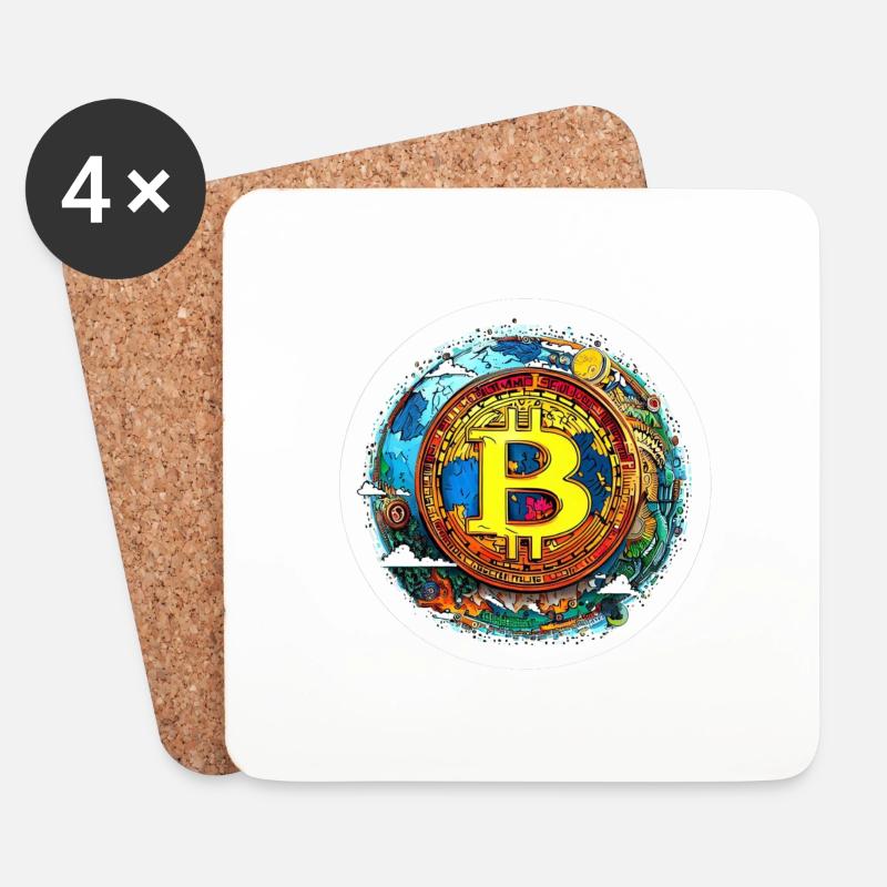 Bitcoin Nature - Untersetzer (4er-Set) - Weiß