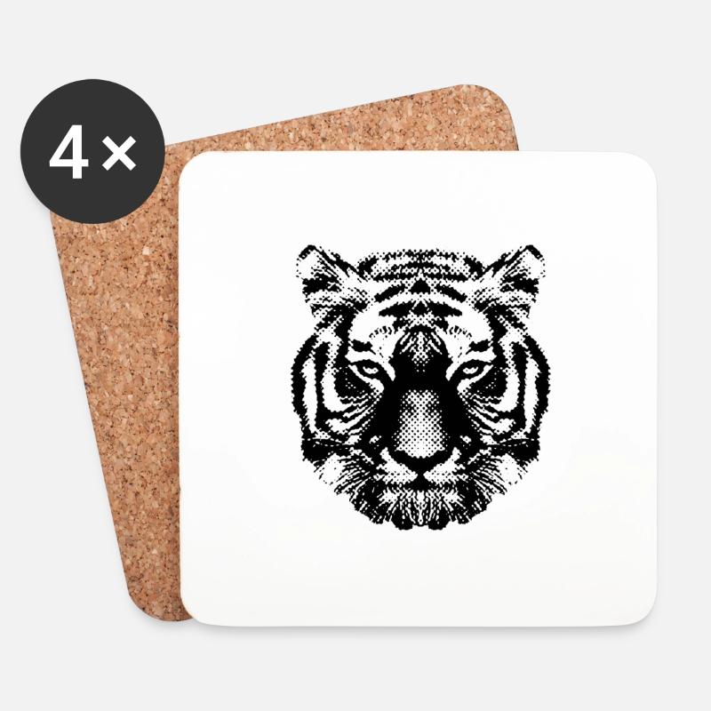 Tiger | Dot Art | black - Untersetzer (4er-Set) - Weiß