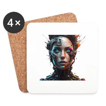 Femme robot - Dessous de verre (lot de 4) - blanc - Devant