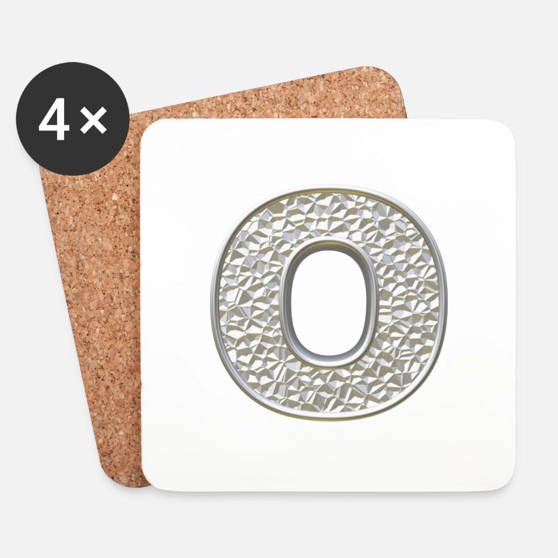 O, letter, letter O, initial, initial O, monogram, - Coasters (set of 4) - white