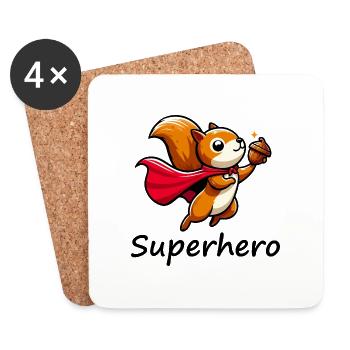 Squirrel Superhero - Coasters (set of 4) - white - Front