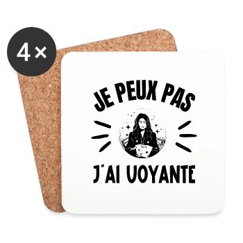 je peux pas j'ai voyante - Dessous de verre (lot de 4) - blanc - Devant