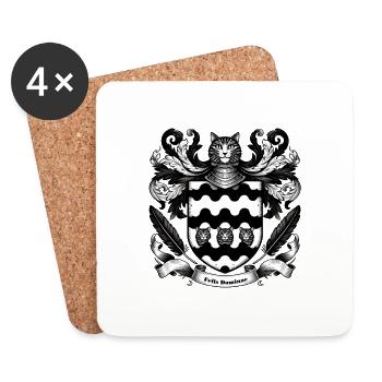 Katze Wappen Zwei - Untersetzer (4er-Set) - Weiß - Vorne