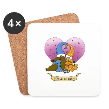 Couple de nains pour la Saint-Valentin et les amoureux - FR - Dessous de verre (lot de 4) - blanc - Devant