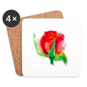 belle fleur « rose » - Dessous de verre (lot de 4) - blanc - Devant