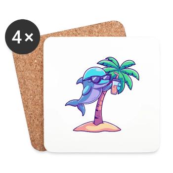 Delfin Sommer Strand Urlaub - Untersetzer (4er-Set) - Weiß - Vorne