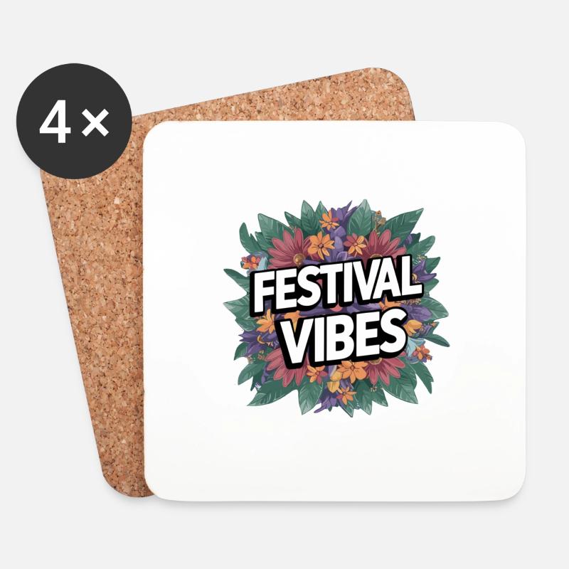 Festival Vibes - Untersetzer (4er-Set) - Weiß