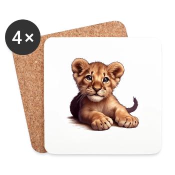Little (Cute Lion Cub) - Coasters (set of 4) - white - Front