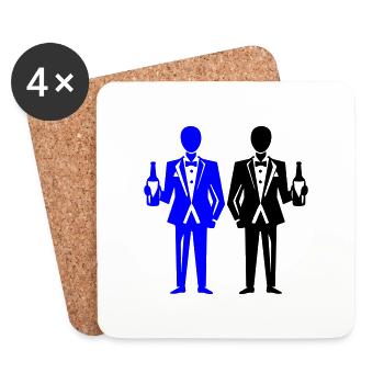Marié Fête Mariage Célibataire - Dessous de verre (lot de 4) - blanc - Devant
