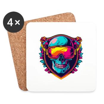 Ski Ski Goggles Skull - Coasters (set of 4) - white - Front