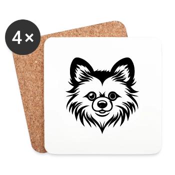 Pomeranian Hund Kopf - Untersetzer (4er-Set) - Weiß - Vorne