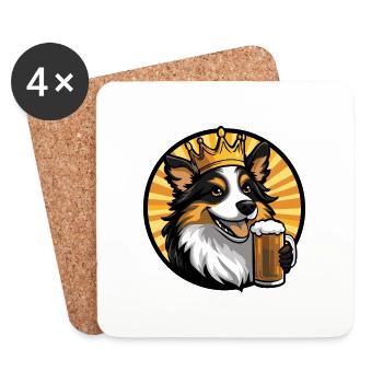 Border Collie Dog Beer Comic - Coasters (set of 4) - white - Front
