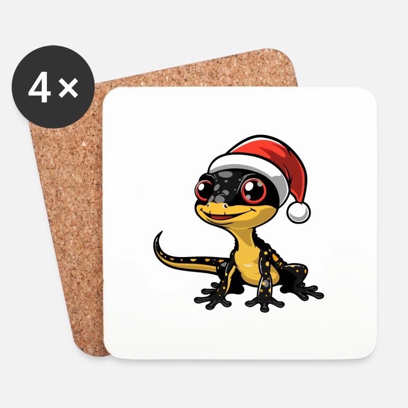 Echse Weihnachten - Untersetzer (4er-Set) - Weiß