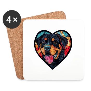 Rottweiler Dog Heart Love - Coasters (set of 4) - white - Front
