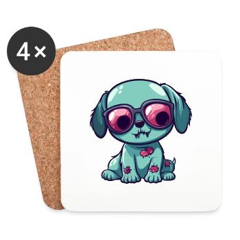 Dog Halloween Zombie - Coasters (set of 4) - white - Front