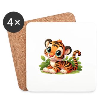 Tiger 1 - Coasters (set of 4) - white - Front