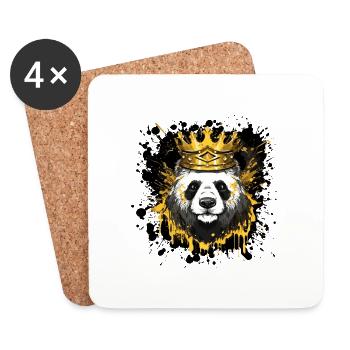 Panda Head Portrait Crown - Coasters (set of 4) - white - Front