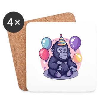 Gorilla Birthday Comic - Coasters (set of 4) - white - Front