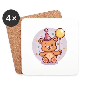 Bear Birthday Comic - Coasters (set of 4) - white - Front