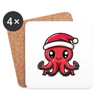 Oktopus Weihnachten Christmas - Untersetzer (4er-Set) - Weiß - Vorne