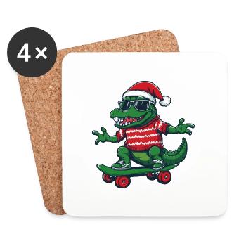 Alligator Weihnachten Lustig - Untersetzer (4er-Set) - Weiß - Vorne