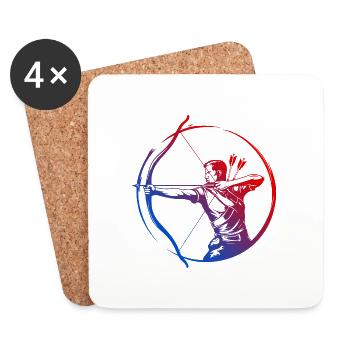 Bogenschießen Silhouette Bunt - Untersetzer (4er-Set) - Weiß - Vorne