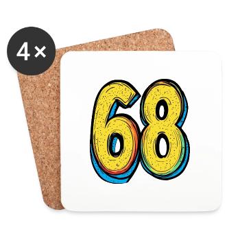 68 Zahl Symbol - Untersetzer (4er-Set) - Weiß - Vorne