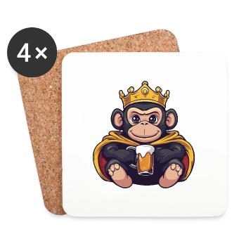 Affe Bier Lustig - Untersetzer (4er-Set) - Weiß - Vorne