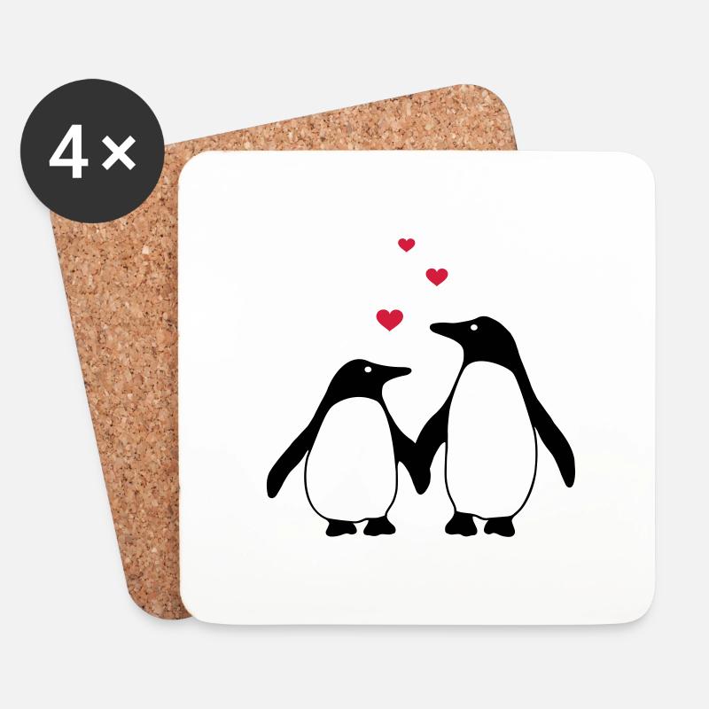 verliebte Pinguine - Untersetzer (4er-Set) - Weiß