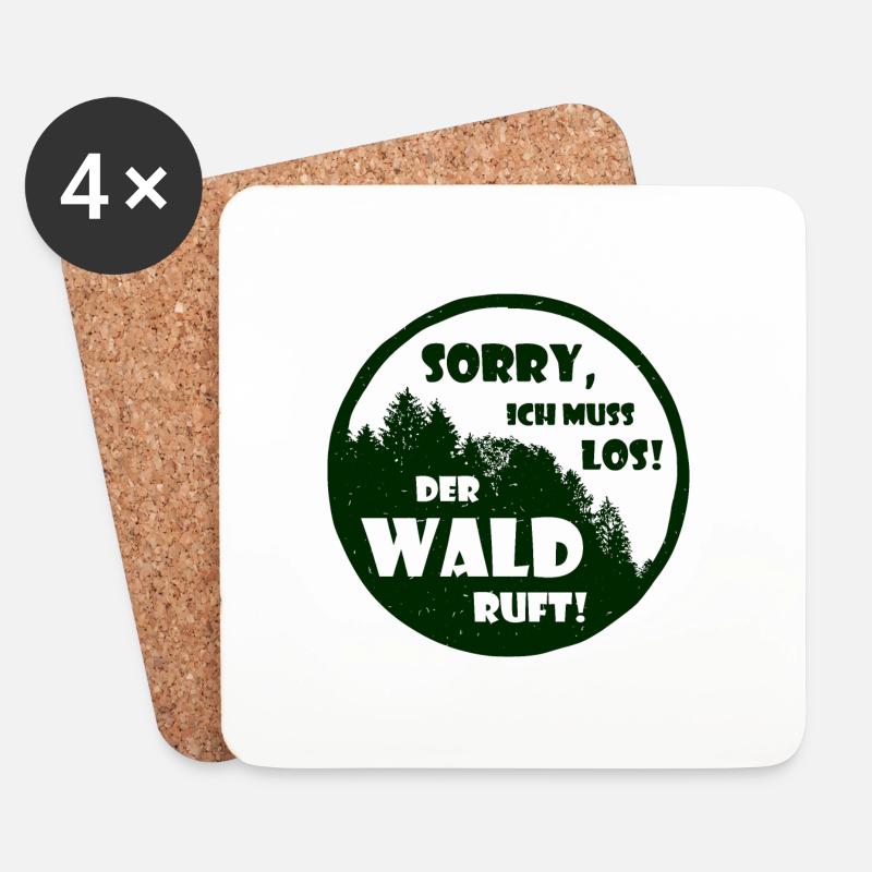 Ich muss los! Der Wald ruft! - Untersetzer (4er-Set) - Weiß