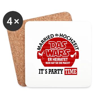 Hochzeit Married Das wars Sie hat die Macht Party - Untersetzer (4er-Set) - Weiß - Vorne