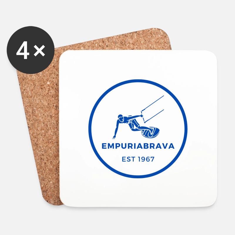 EmpuriaBrava EST 1967 Kitesurfing - Untersetzer (4er-Set) - Weiß
