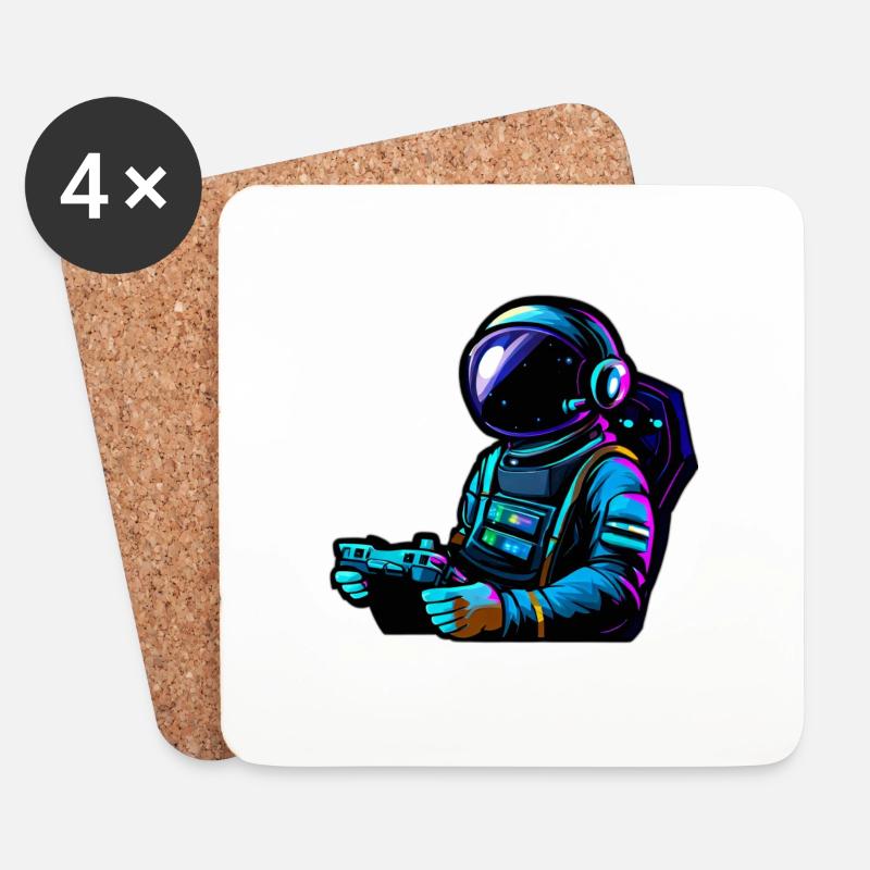 Gamer Astronaut - Untersetzer (4er-Set) - Weiß